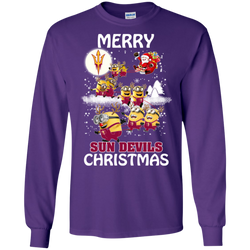 Arizona State Sun Devils T Shirts Minions Santa Claus Merry Christmas LS Cotton T-Shirt - The White Eagles
