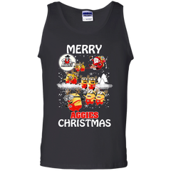 New Mexico State Aggies Ugly Christmas Sweaters Minions Santa Claus Merry Christmas Tank Top - The White Eagles