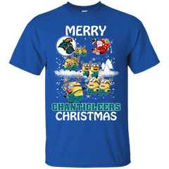 Coastal Carolina Chanticleers Ugly Christmas Sweaters Minions Santa Claus Merry Christmas Cotton T-Shirt - The White Eagles