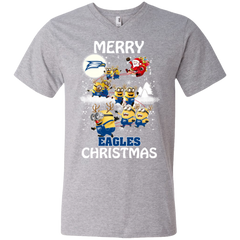 Georgia Southern Eagles Ugly Christmas Sweaters Minions Santa Claus Merry Christmas Men's V-Neck T-Shirt - The White Eagles