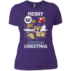 Washington Huskies Ugly Christmas Sweaters Minions Santa Claus Merry Christmas Ladies' Shirt - The White Eagles