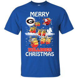 Georgia Bulldogs Ugly Christmas Sweaters Minions Santa Claus Merry Christmas Cotton T-Shirt - The White Eagles