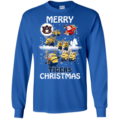 Auburn Tigers T Shirts Minions Santa Claus Merry Christmas LS Cotton T-Shirt - The White Eagles