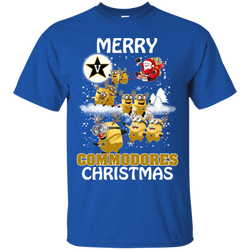 Vanderbilt Commodores Ugly Christmas Sweaters Minions Santa Claus Merry Christmas Cotton T-Shirt - The White Eagles
