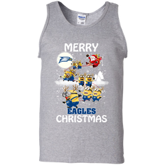Georgia Southern Eagles Ugly Christmas Sweaters Minions Santa Claus Merry Christmas Tank Top - The White Eagles