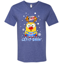 Minion Carolina Hurricanes  Ugly Christmas Sweaters Let It Snow Men's V-Neck T-Shirt - The White Eagles