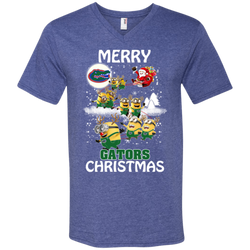 Florida Gators Ugly Christmas Sweaters Minions Santa Claus Merry Christmas Men's V-Neck T-Shirt - The White Eagles