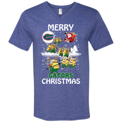 Florida Gators Ugly Christmas Sweaters Minions Santa Claus Merry Christmas Men's V-Neck T-Shirt - The White Eagles