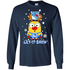 Minion New York Rangers Ugly Christmas Sweaters Let It Snow LS Cotton T-Shirt - The White Eagles
