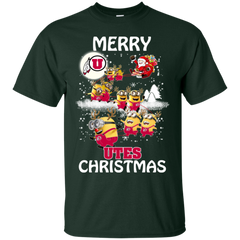 Utah Utes Ugly Christmas Sweaters Minions Santa Claus Merry Christmas Cotton T-Shirt - The White Eagles