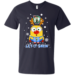 Minion Boston Celtics Ugly Christmas Sweaters Let It Snow Men's V-Neck T-Shirt - The White Eagles