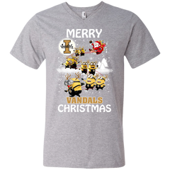 Idaho Vandals Ugly Christmas Sweaters Minions Santa Claus Merry Christmas Men's V-Neck T-Shirt - The White Eagles