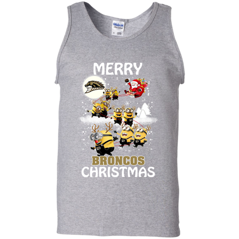 Western Michigan Broncos Ugly Christmas Sweaters Minions Santa Claus Merry Christmas Tank Top - The White Eagles