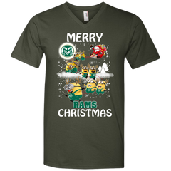 Colorado State Rams Ugly Christmas Sweaters Minions Santa Claus Merry Christmas Men's V-Neck T-Shirt - The White Eagles