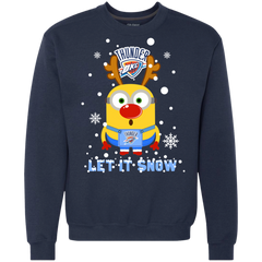Minion Oklahoma City Thunder Ugly Christmas Sweaters Let It Snow Sweatshirt - The White Eagles