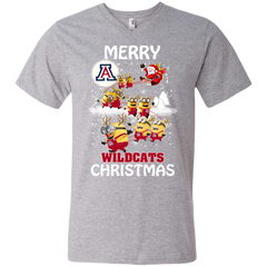 Arizona Wildcats T Shirts Minions Santa Claus Merry Christmas Men's V-Neck T-Shirt - The White Eagles