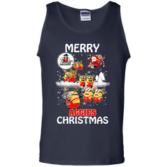 New Mexico State Aggies Ugly Christmas Sweaters Minions Santa Claus Merry Christmas Tank Top - The White Eagles