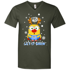 Minion Nashville Predators Ugly Christmas Sweaters Let It Snow Men's V-Neck T-Shirt - The White Eagles