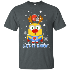 Minion Cleveland Browns Ugly Christmas Sweaters Let It Snow Cotton T-Shirt - The White Eagles