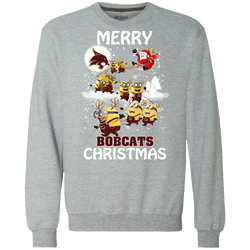 Texas State Bobcats Ugly Christmas Sweaters Minions Santa Claus Merry Christmas Sweatshirt - The White Eagles