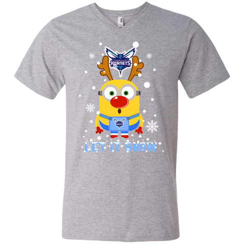 Minion Charlotte Hornets Ugly Christmas Sweaters Let It Snow Men's V-Neck T-Shirt - The White Eagles