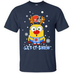 Minion Cleveland Browns Ugly Christmas Sweaters Let It Snow Cotton T-Shirt - The White Eagles