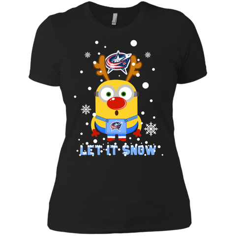 Minion Columbus Blue Jackets Ugly Christmas Sweaters Let It Snow Ladies' Shirt - The White Eagles