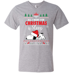 All I Want For Christmas Is Sleep Snoopy The Peanuts Movie Men's V-Neck T-Shirt - The White Eagles