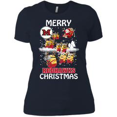 Miami Redhawks Ugly Christmas Sweaters Minions Santa Claus Merry Christmas Ladies' Shirt - The White Eagles