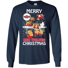 Arkansas State Red Wolves T Shirts Minions Santa Claus Merry Christmas LS Cotton T-Shirt - The White Eagles