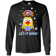 Minion Montréal Canadiens Ugly Christmas Sweaters Let It Snow LS Cotton T-Shirt - The White Eagles