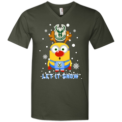 Minion Milwaukee Bucks Ugly Christmas Sweaters Let It Snow Men's V-Neck T-Shirt - The White Eagles