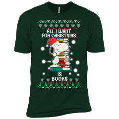 All I Want For Christmas Is Books Snoopy The Peanuts Movie Men's Sleeve Shirt - The White Eagles