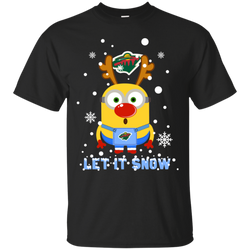 Minion Minnesota Wild Ugly Christmas Sweaters Let It Snow Cotton T-Shirt - The White Eagles