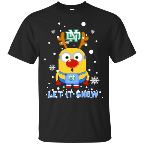 Minion North Dakota Fighting Hawks Ugly Christmas Sweaters Let It Snow Cotton T-Shirt - The White Eagles