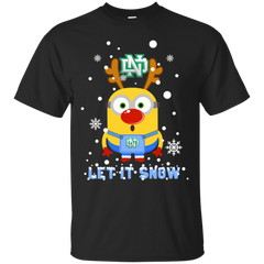 Minion North Dakota Fighting Hawks Ugly Christmas Sweaters Let It Snow Cotton T-Shirt - The White Eagles