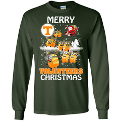 Tennessee Volunteers Ugly Christmas Sweaters Minions Santa Claus Merry Christmas LS Cotton T-Shirt - The White Eagles