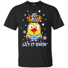 Minion Miami Marlins Ugly Christmas Sweaters Let It Snow Cotton T-Shirt - The White Eagles