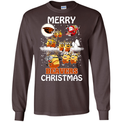 Oregon State Beavers Ugly Christmas Sweaters Minions Santa Claus Merry Christmas LS Cotton T-Shirt - The White Eagles