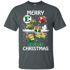 Eastern Michigan Eagles Ugly Christmas Sweaters Minions Santa Claus Merry Christmas Cotton T-Shirt - The White Eagles