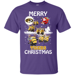 Missouri Tigers Ugly Christmas Sweaters Minions Santa Claus Merry Christmas Cotton T-Shirt - The White Eagles