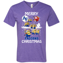 Air Force Falcons Ugly Christmas Sweaters Minions Santa Claus Merry Christmas Hoodies Sweatshirts Men's V-Neck T-Shirt - The White Eagles