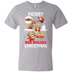 Arkansas State Red Wolves T Shirts Minions Santa Claus Merry Christmas Men's V-Neck T-Shirt - The White Eagles
