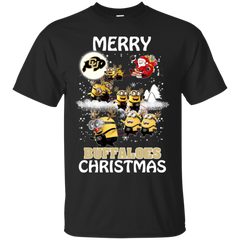 Colorado Buffaloes Ugly Christmas Sweaters Minions Santa Claus Merry Christmas Cotton T-Shirt - The White Eagles