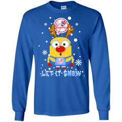 Minion New York Yankees  Ugly Christmas Sweaters Let It Snow LS Cotton T-Shirt - The White Eagles