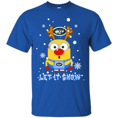 Minion New York Jets Ugly Christmas Sweaters Let It Snow Cotton T-Shirt - The White Eagles