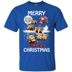Texas A_amp_m Aggies Ugly Christmas Sweaters Minions Santa Claus Merry Christmas Cotton T-Shirt - The White Eagles