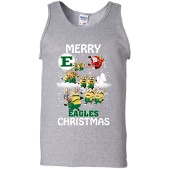Eastern Michigan Eagles Ugly Christmas Sweaters Minions Santa Claus Merry Christmas Tank Top - The White Eagles