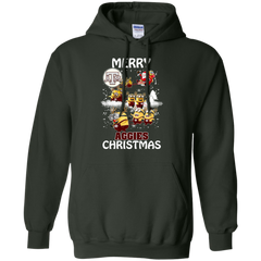Texas A_amp_m Aggies Ugly Christmas Sweaters Minions Santa Claus Merry Christmas Hoodie - The White Eagles