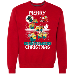 Coastal Carolina Chanticleers Ugly Christmas Sweaters Minions Santa Claus Merry Christmas Sweatshirt - The White Eagles